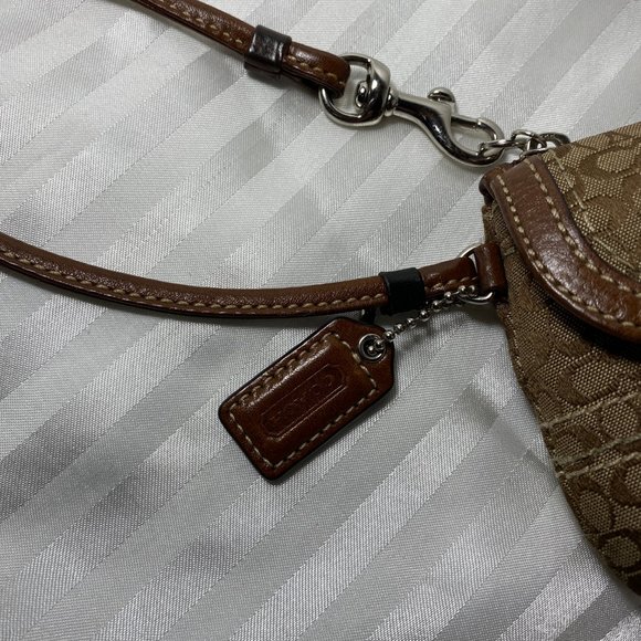 Coach Monogram Leather & Canvas Flap Wristlet - Picture 6 of 10